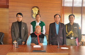 The Governor of Arunachal Pradesh Shri PB Acharya with representatives of NEZCC in the Gyatri Hall at Raj Bhavan Itanagar on 2nd  February 2017.
